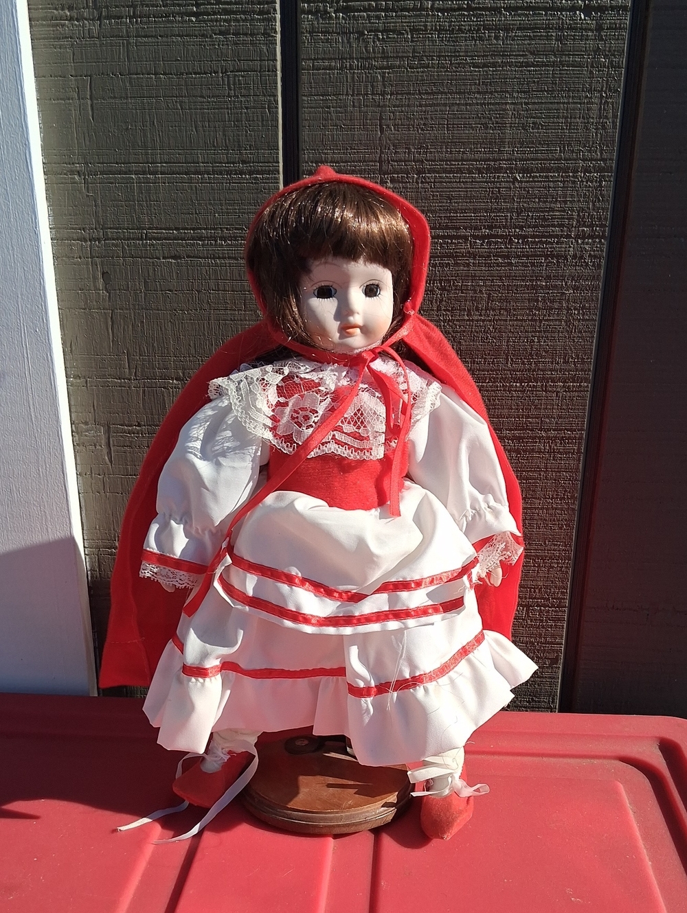 Red and White Little Red Riding Hood Porcelain Doll
